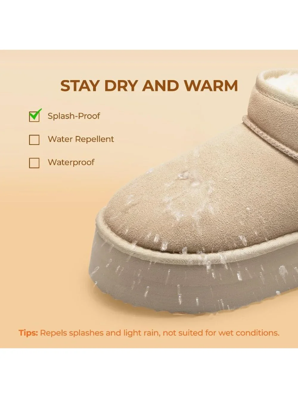 Dream Pairs Women's Sand Faux Fur Suede Platform Anti Slip Mini Boots